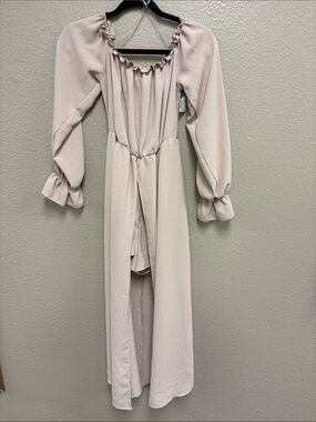 HYFVE Neutral Beige Long Sleeve Wrap Maxi Dress